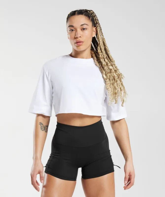 Gymshark Cotton Boxy Crop Top - White sold by Gymshark