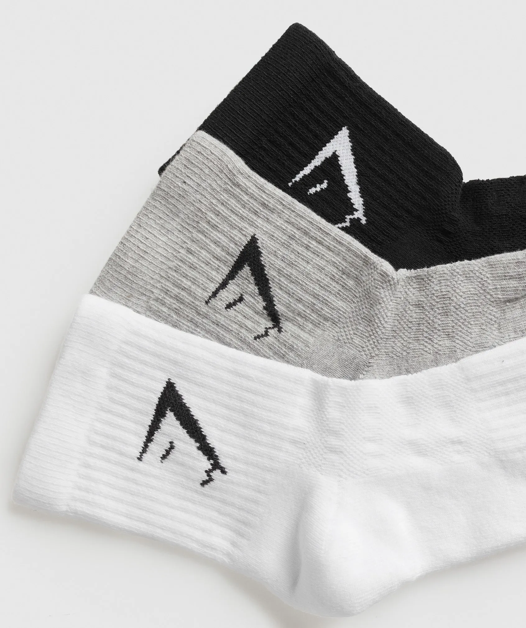 Gymshark Midi 3pk Socks - White/Light Grey Core Marl/Black sold by Gymshark product image thumbnail 2