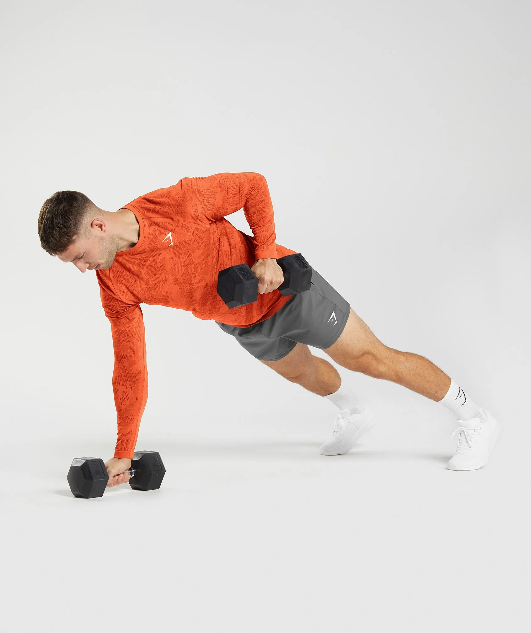 Gymshark Geo Seamless Long Sleeve T-Shirt - Pepper Red/Salsa Red sold by Gymshark product image thumbnail 5