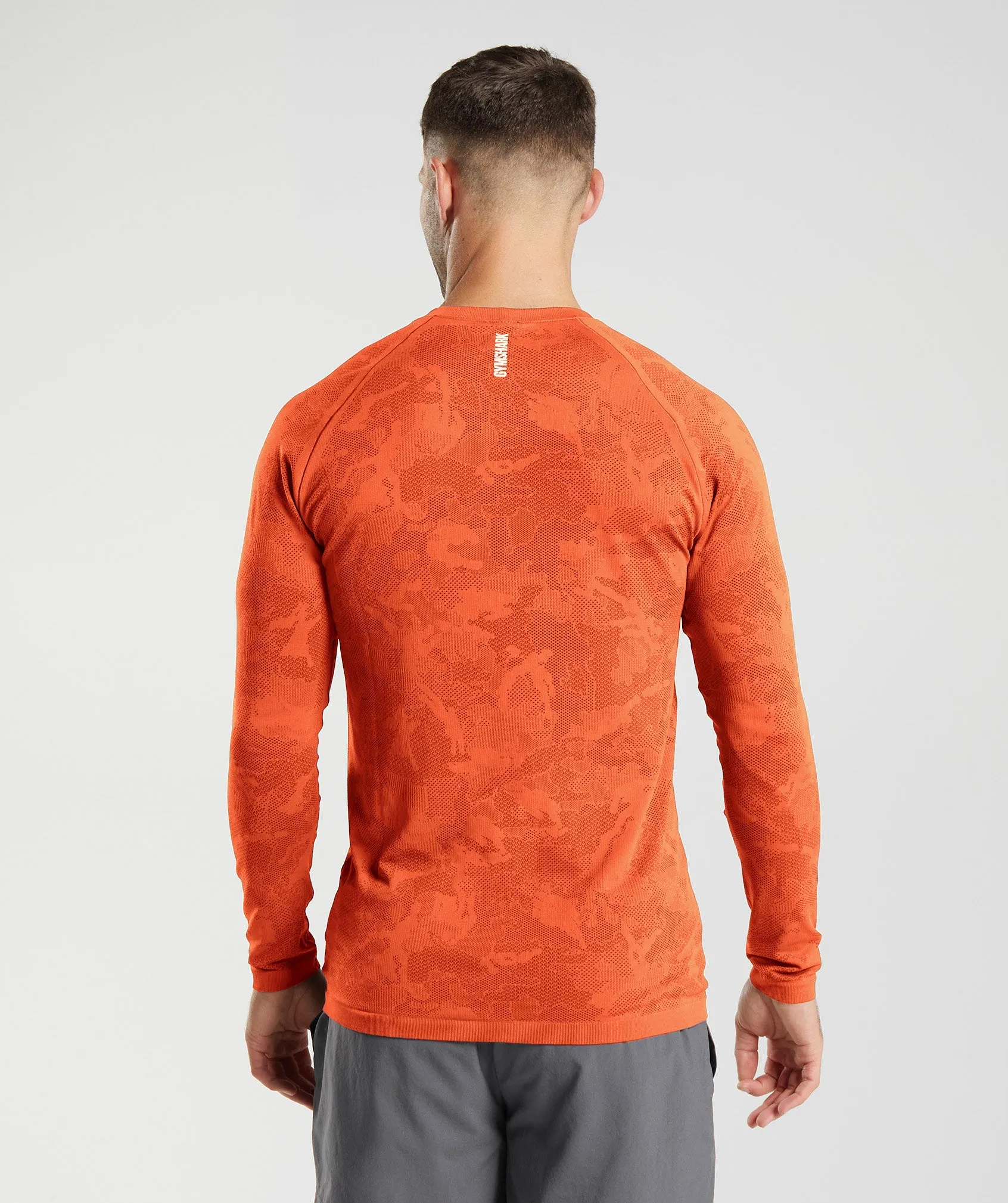 Gymshark Geo Seamless Long Sleeve T-Shirt - Pepper Red/Salsa Red sold by Gymshark product image thumbnail 2