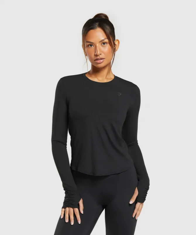 Gymshark Elevate Long Sleeve Ruched Top - Black sold by Gymshark