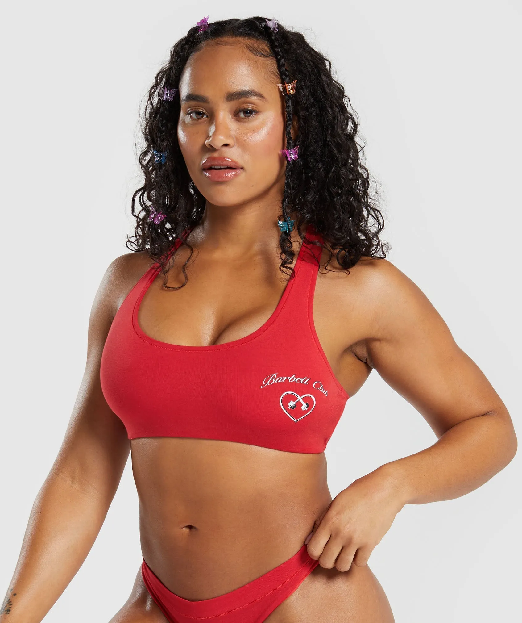 Gymshark Cotton Graphic Bralette - Jamz Red sold by Gymshark