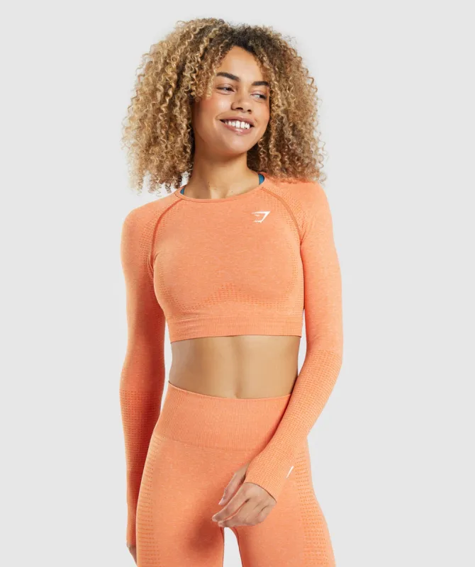 Gymshark Vital Seamless 2.0 Long Sleeve Crop Top - Apricot Orange Marl sold by Gymshark
