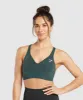 Gymshark Vital Seamless V Neck Sports Bra - Woodland Green Marl sold by Gymshark