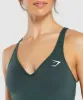 Gymshark Vital Seamless V Neck Sports Bra - Woodland Green Marl sold by Gymshark