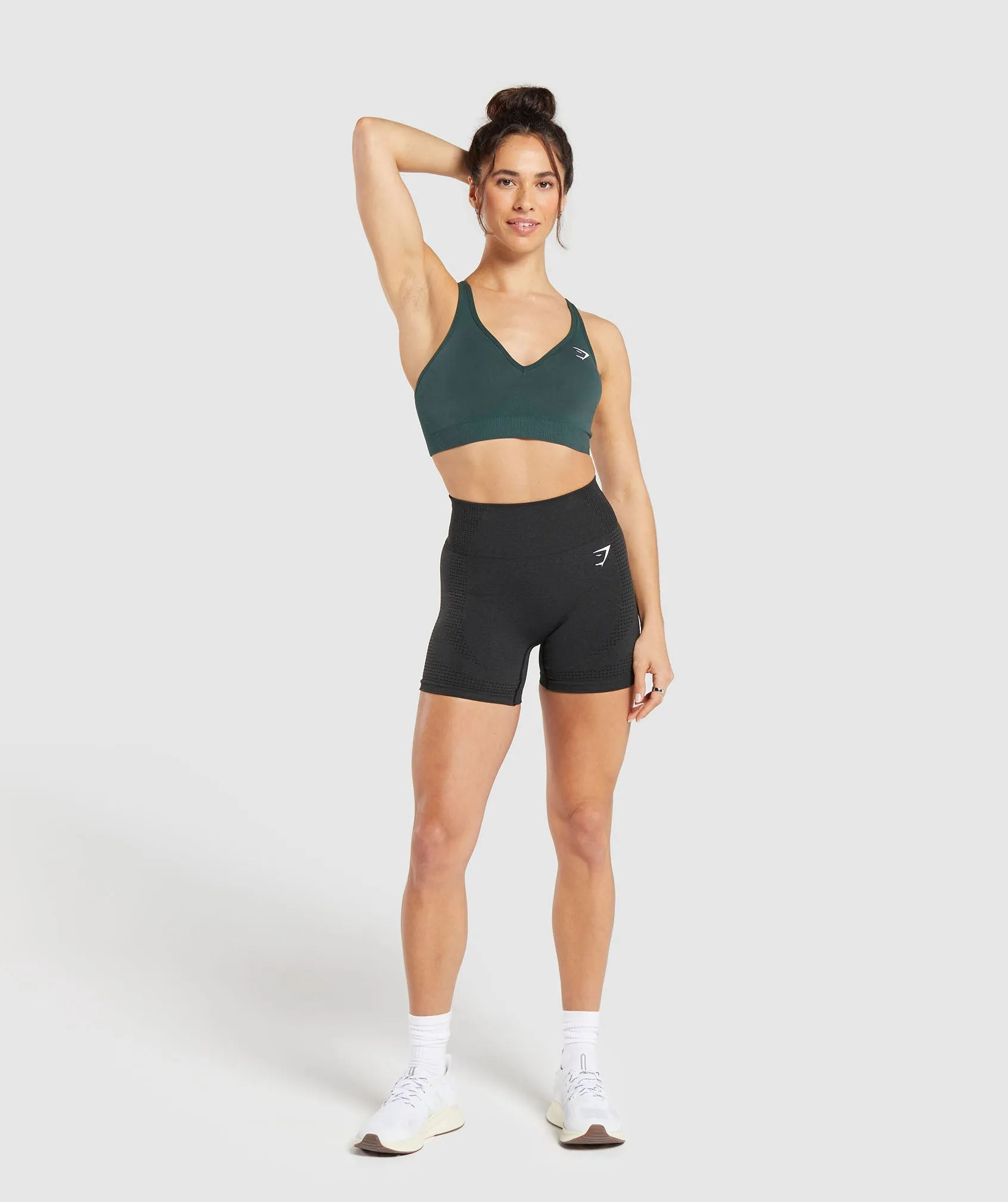 Gymshark Vital V Neck Sports Bra - Woodland Green Marl sold by Gymshark product image thumbnail 4