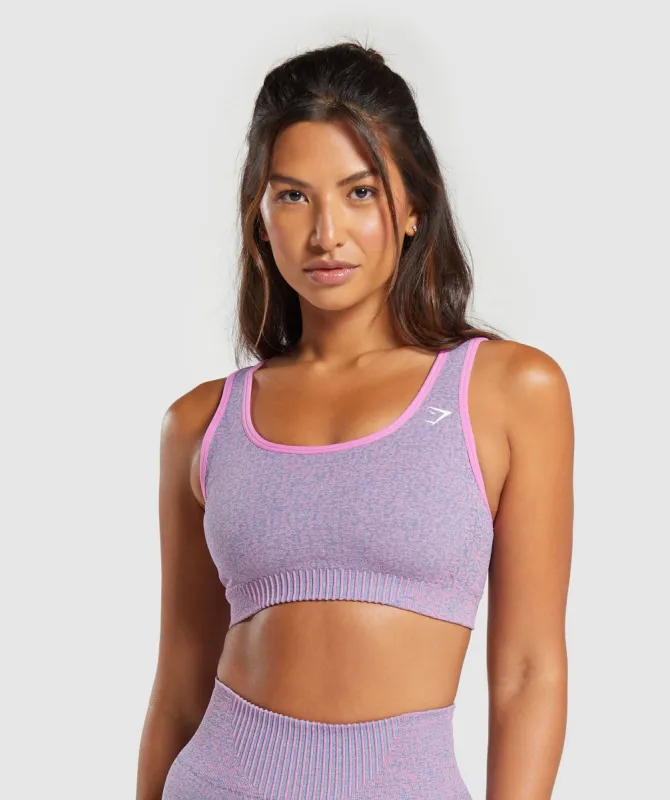 Gymshark Marl Seamless Scoop Bra - Light Pink/Light Blue Marl/Sherbet Pink sold by Gymshark