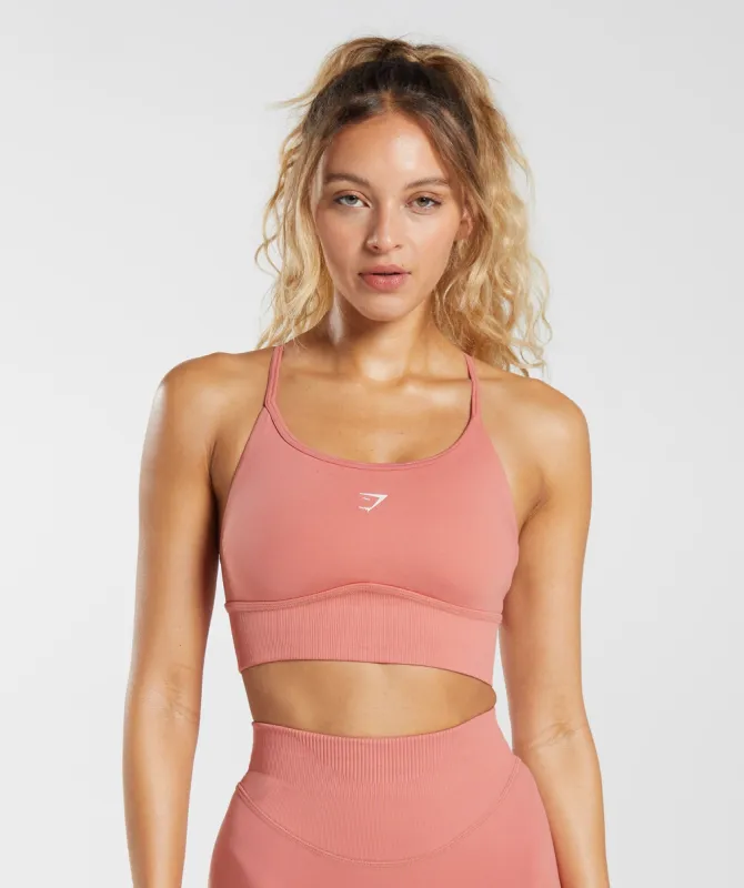 Gymshark Sweat Seamless Longline Sports Bra - Terracotta Pink sold by Gymshark