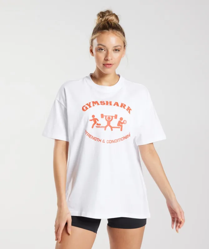 Gymshark Retro Graphic Oversized T-Shirt - White sold by Gymshark