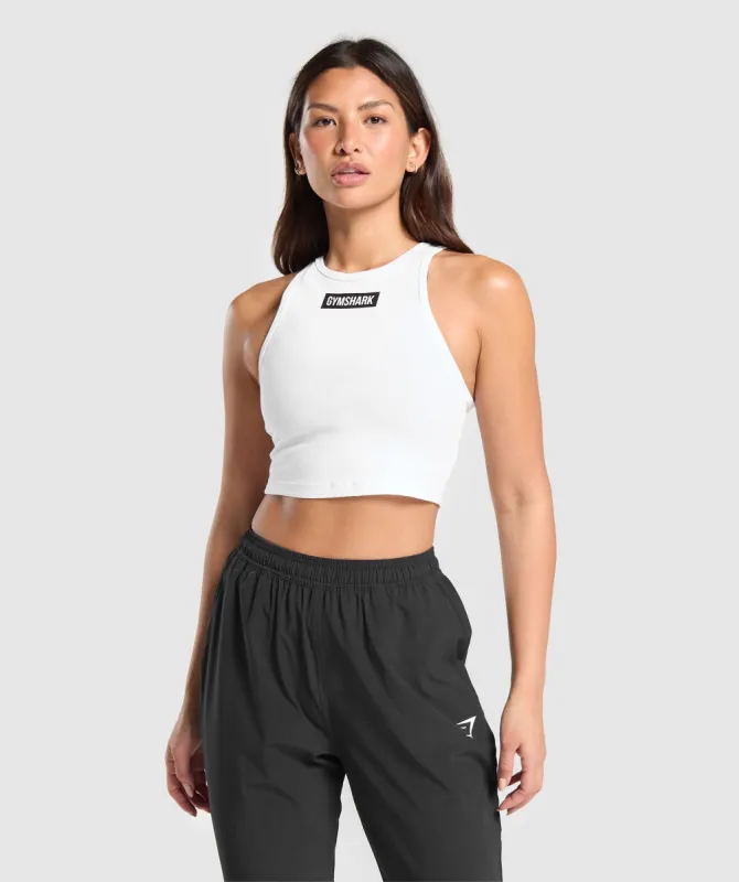 Gymshark Block Crop Tank - White sold by Gymshark