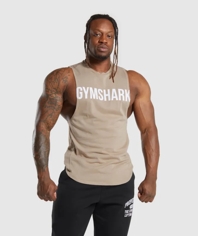 Gymshark Impact Drop Arm Tank - Sand Brown sold by Gymshark