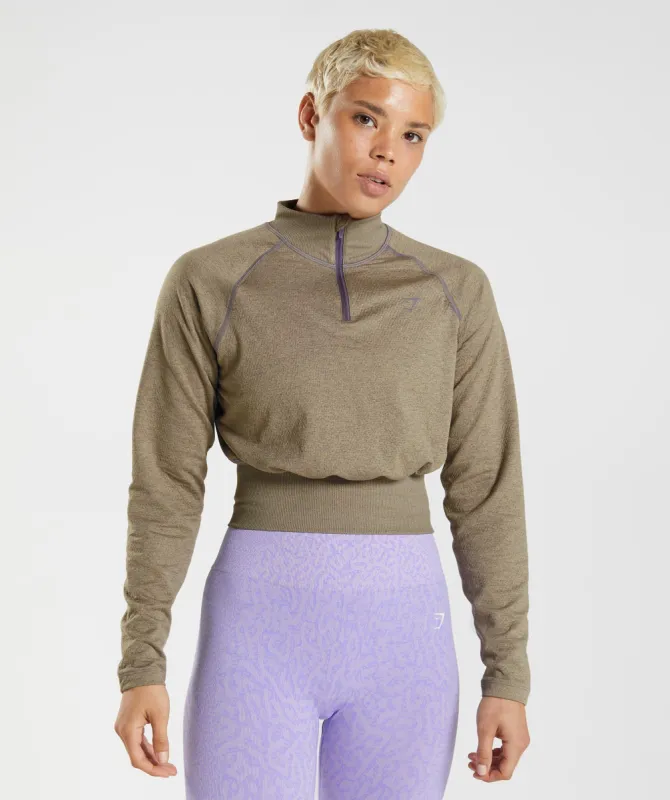 Gymshark 315 Long Sleeve Warmup Top - Cement Brown/Mercury Purple Marl made by Gymshark