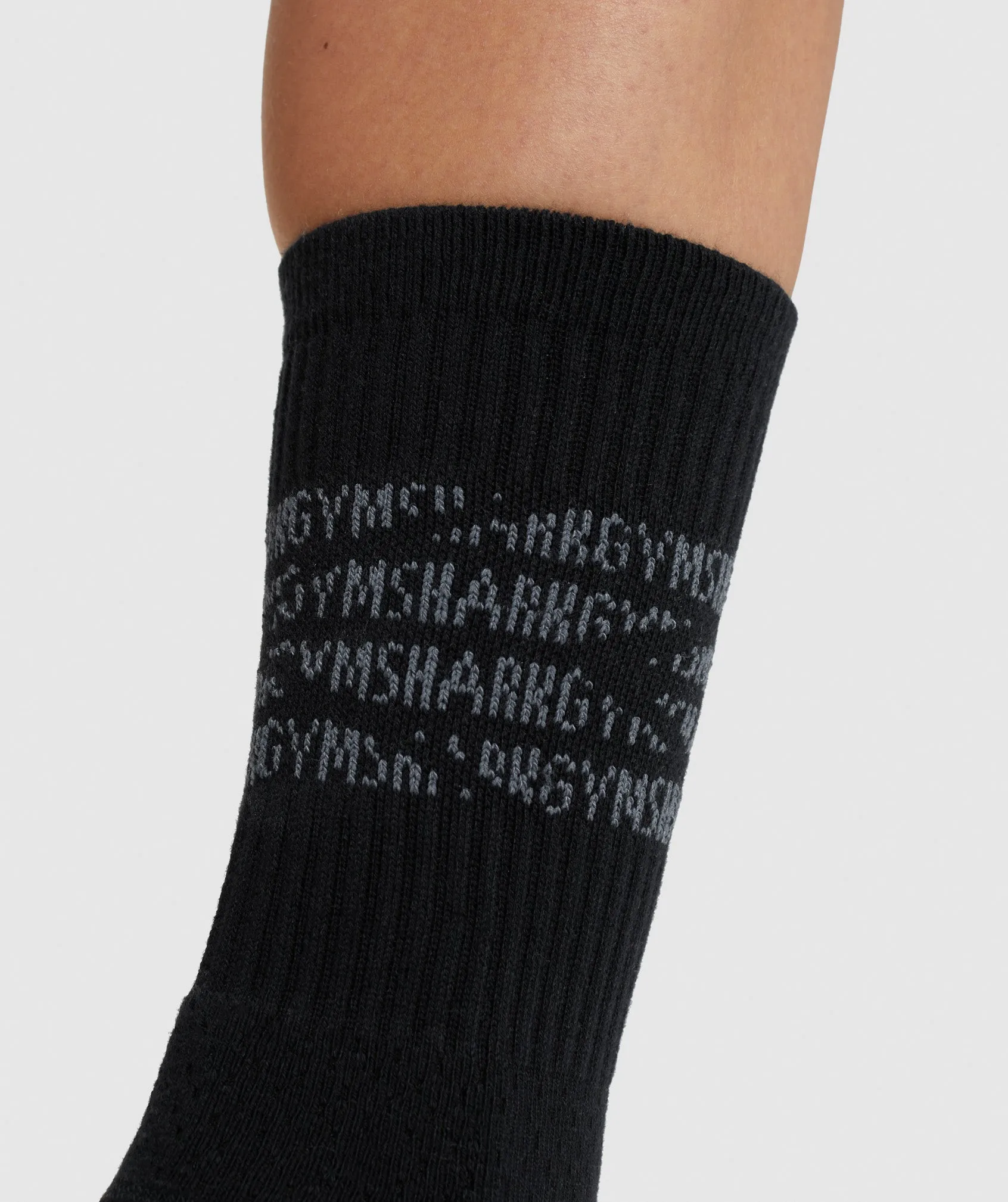 Gymshark Premium Logo Crew Socks 1pk - Black/Grey sold by Gymshark product image thumbnail 3