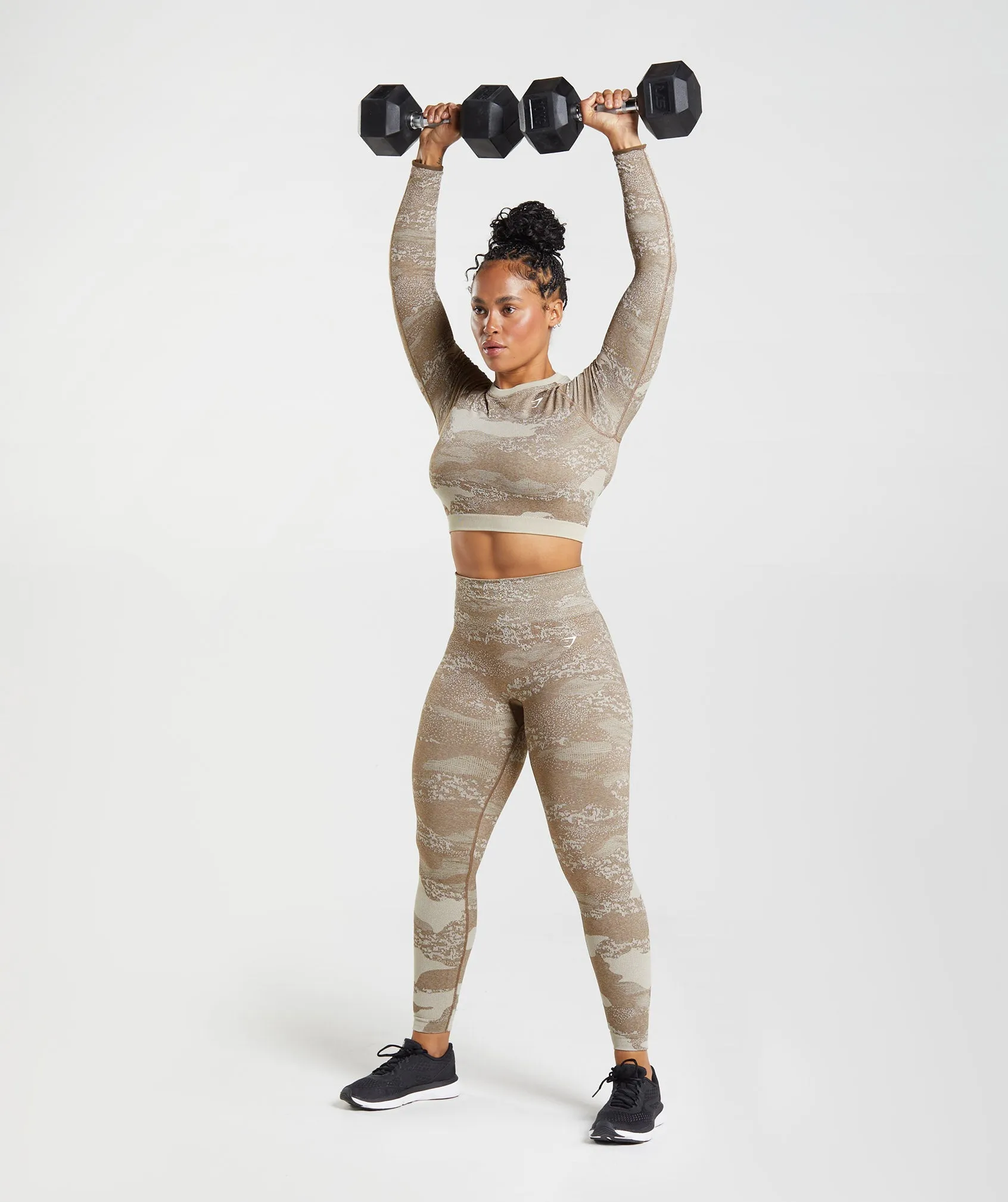 Gymshark Adapt Camo Seamless Lace Up Back Top - Pebble Grey/Soul Brown sold by Gymshark product image thumbnail 4