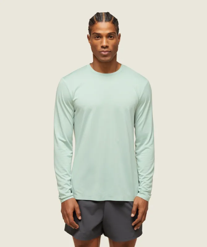 Gymshark everywear Tech Long Sleeve Tee - Cool Turquoise sold by Gymshark