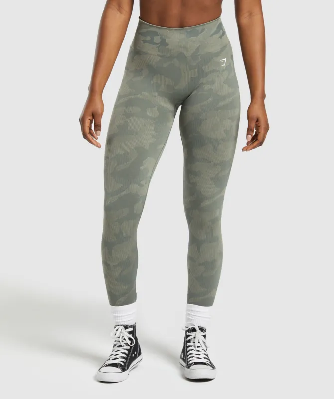 Gymshark Adapt Camo Seamless Leggings - Unit Green/Chalk Green sold by Gymshark