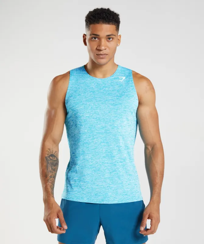 Gymshark Arrival Slim Marl Tank - Shark Blue/White Marl sold by Gymshark