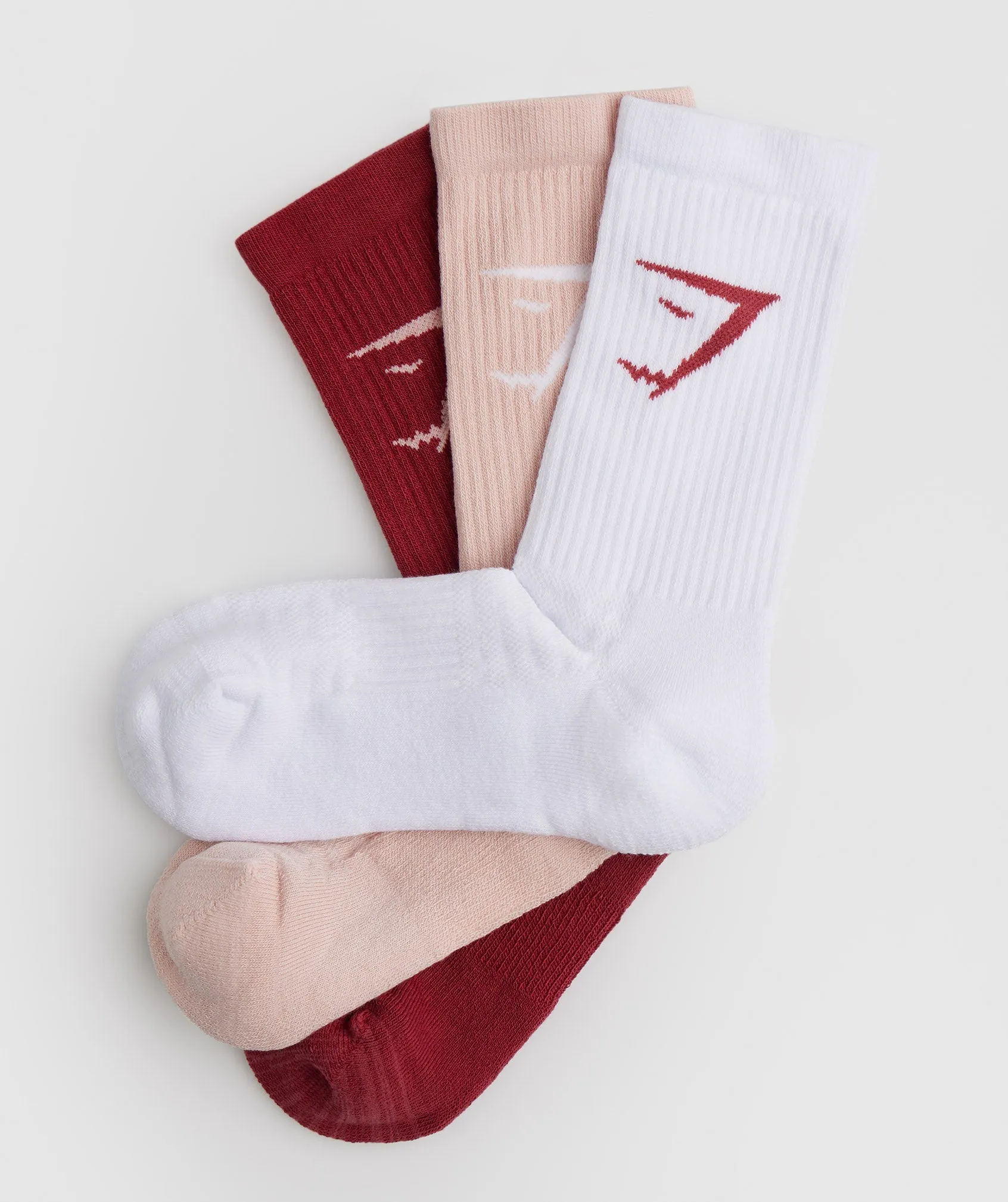 Gymshark Crew Socks 3pk - White/Pink/Red sold by Gymshark product image thumbnail 2