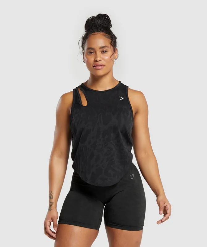Gymshark Adapt Safari Seamless Drop Arm Lifting Tank - Black/Asphalt Grey sold by Gymshark