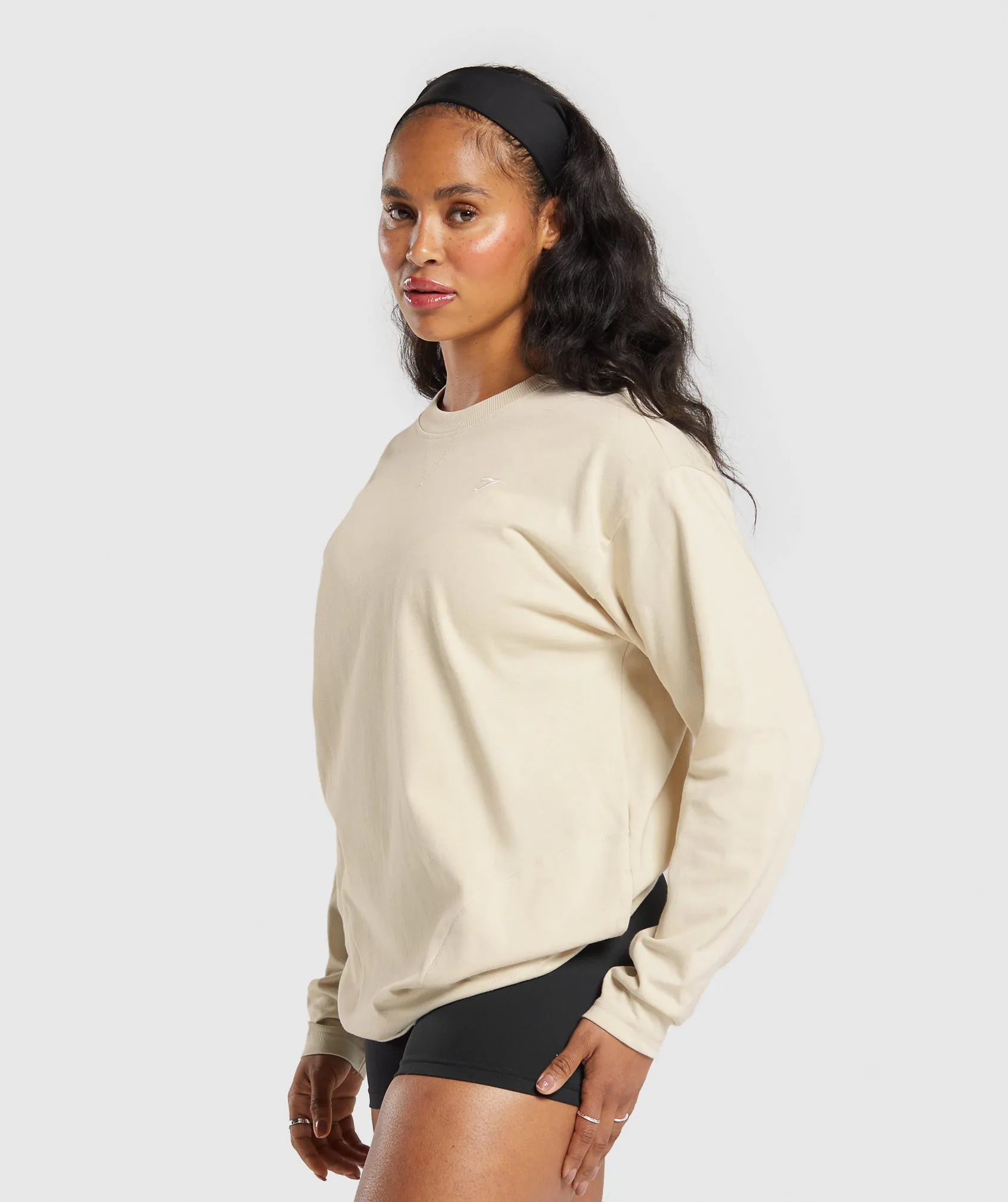 Gymshark Heavyweight Cotton Long Sleeve Top - Ecru White sold by Gymshark product image thumbnail 3