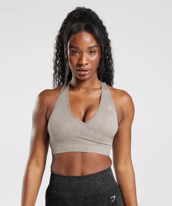 Gymshark Adapt Animal Seamless Sports Bra - Mushroom Brown/Urban Grey sold by Gymshark