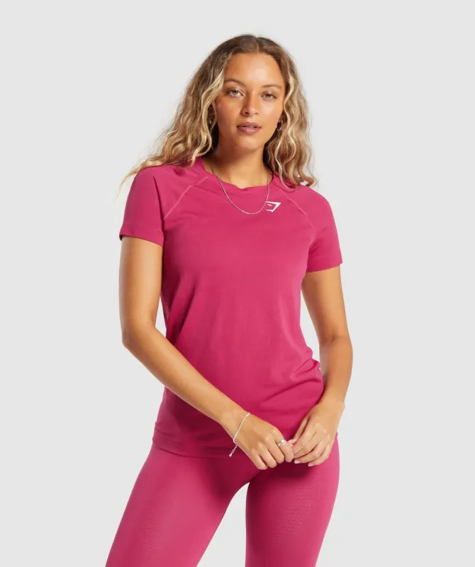 Gymshark Vital Seamless 2.0 Light T-Shirt - Vintage Pink/Marl sold by Gymshark