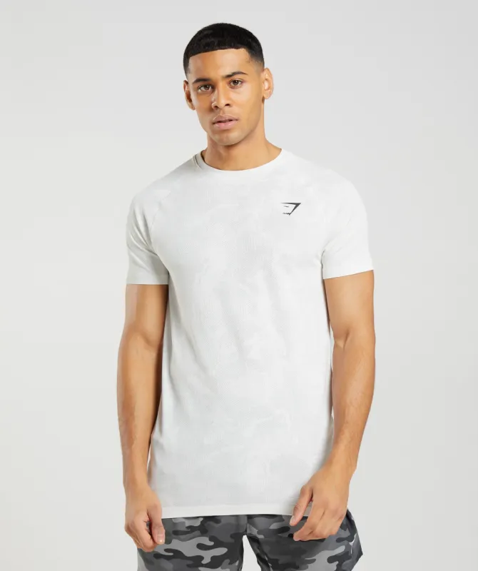 Gymshark Geo Seamless T-Shirt - White/Light Grey sold by Gymshark