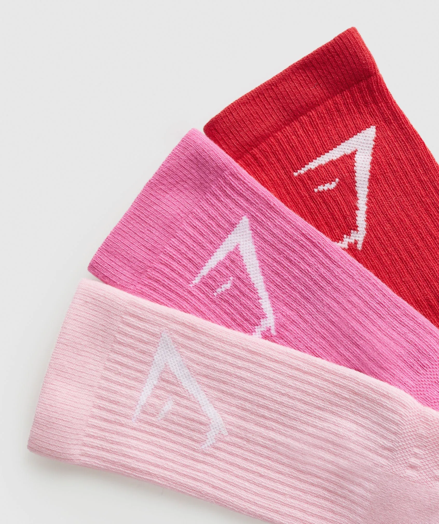 Gymshark Crew Socks 3pk - Dolly Pink/Fetch Pink/Jamz Red sold by Gymshark product image thumbnail 2