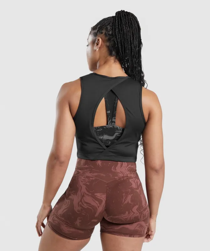 GS Power Open Back Cropped Tank - Black sold by Gymshark