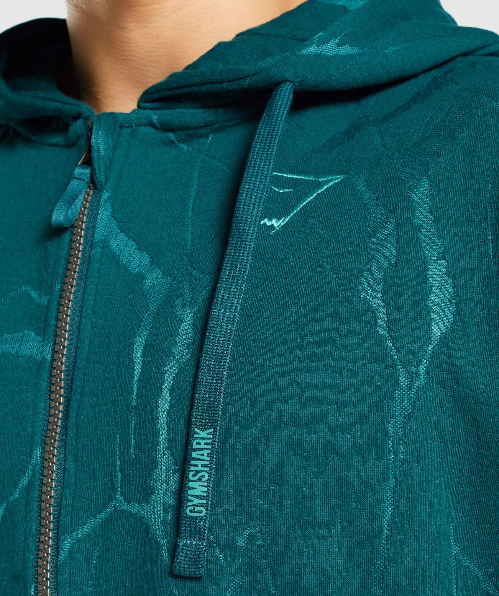 Gymshark Power Zip Up Hoodie - Teal Print sold by Gymshark product image thumbnail 5
