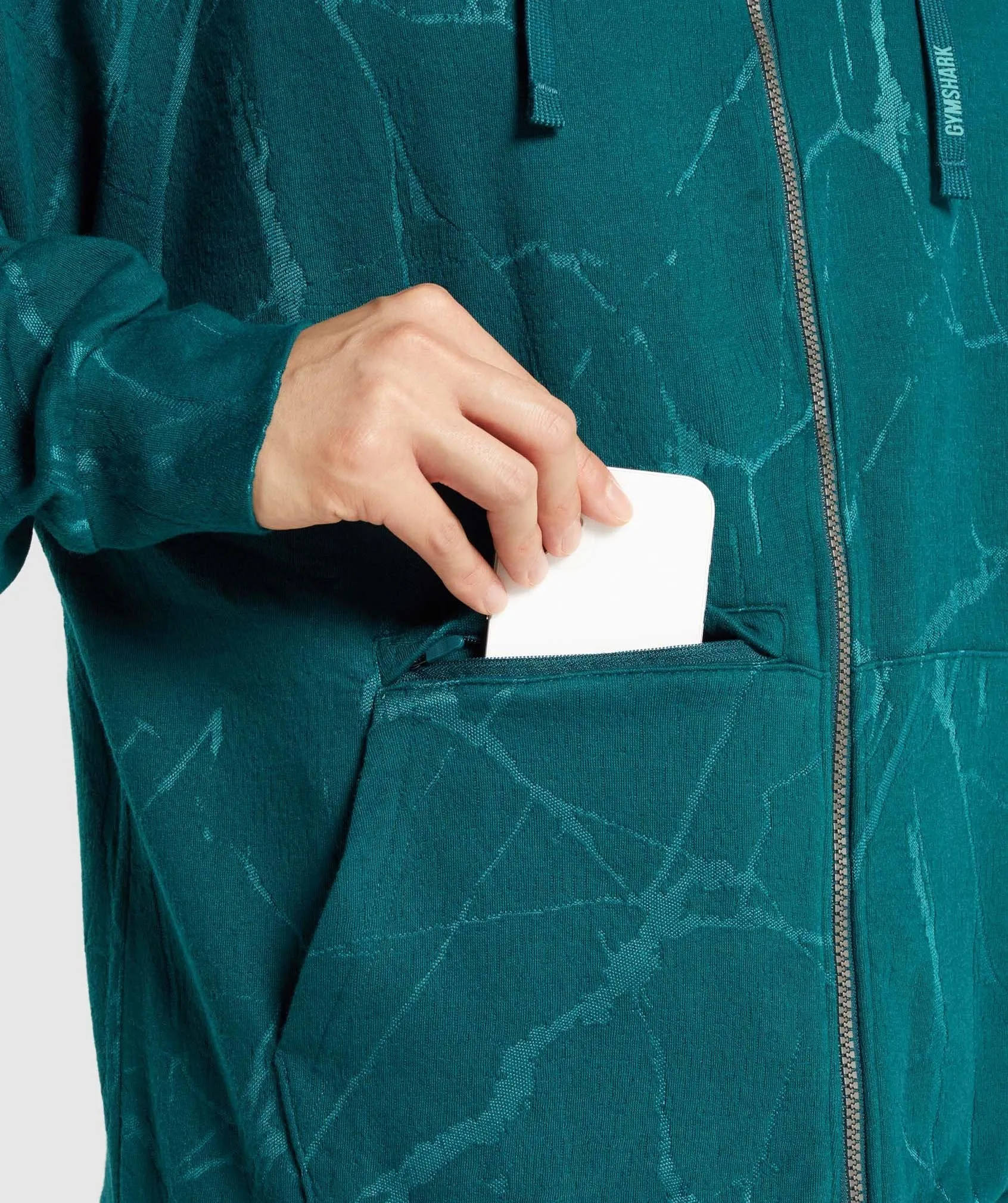 Gymshark Power Zip Up Hoodie - Teal Print sold by Gymshark product image thumbnail 3