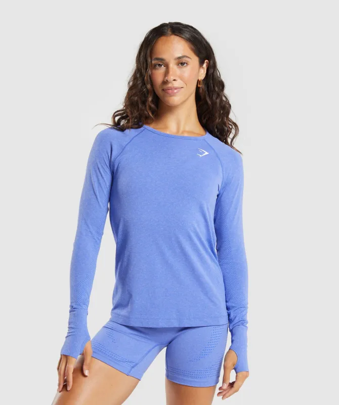Gymshark Vital Seamless Light Long Sleeve Top - Lift Blue Marl sold by Gymshark