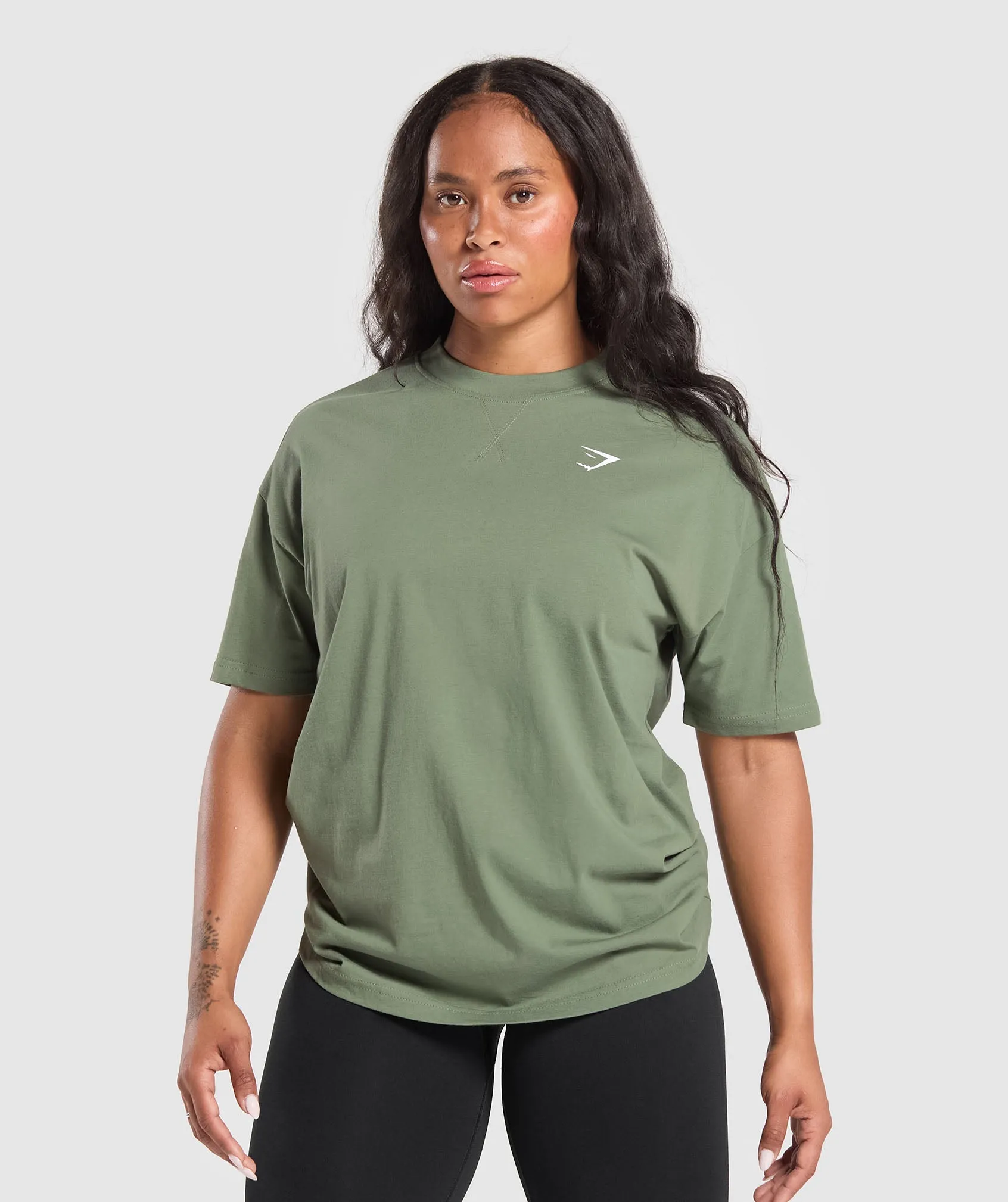 Gymshark Adapt Camo Graphic Oversized Top - Force Green sold by Gymshark product image thumbnail 3