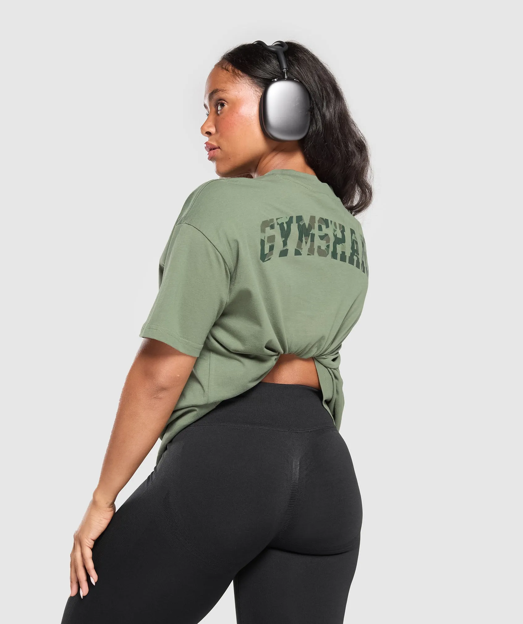 Gymshark Adapt Camo Graphic Oversized Top - Force Green sold by Gymshark product image thumbnail 5