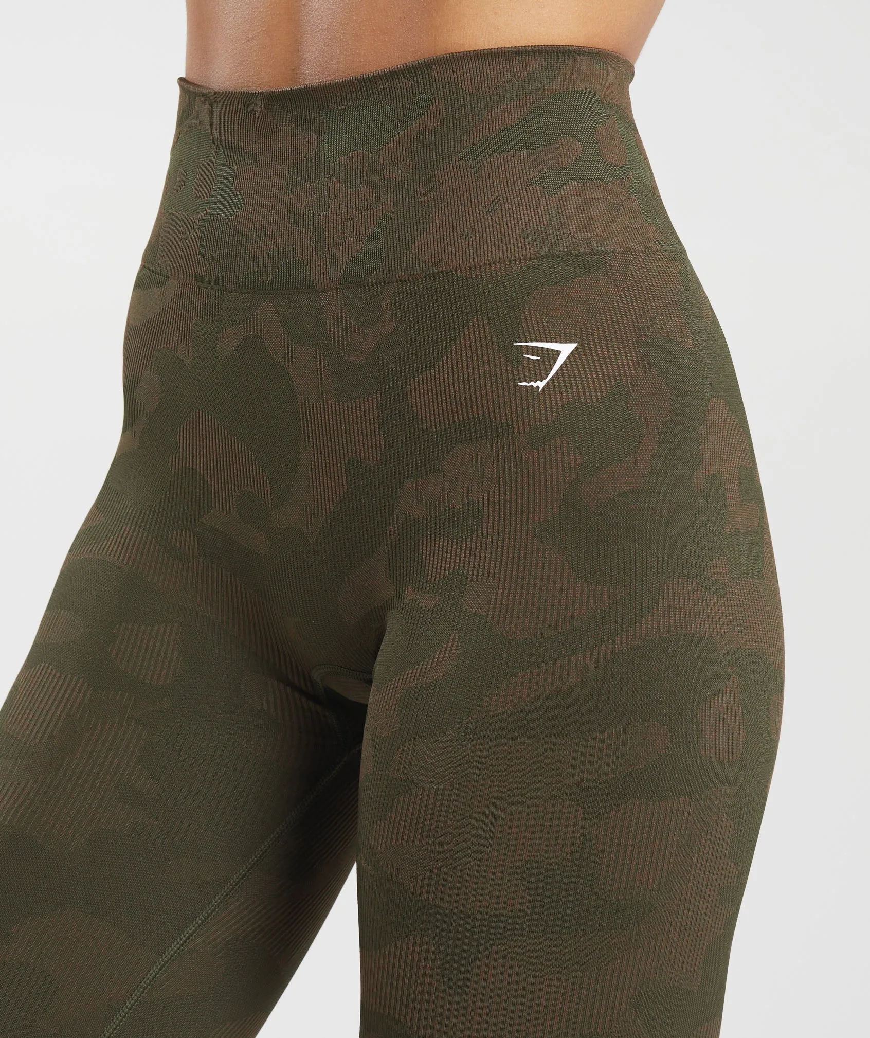 Gymshark Adapt Camo Seamless Ribbed Leggings - Winter Olive/Soul Brown sold by Gymshark product image thumbnail 5