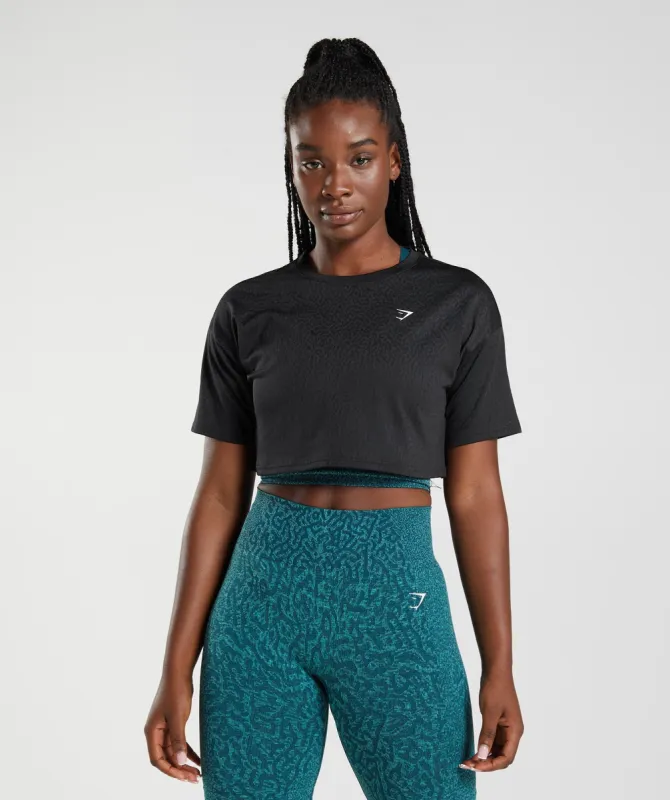 Gymshark Adapt Animal Seamless Crop Top - Reef | Black sold by Gymshark