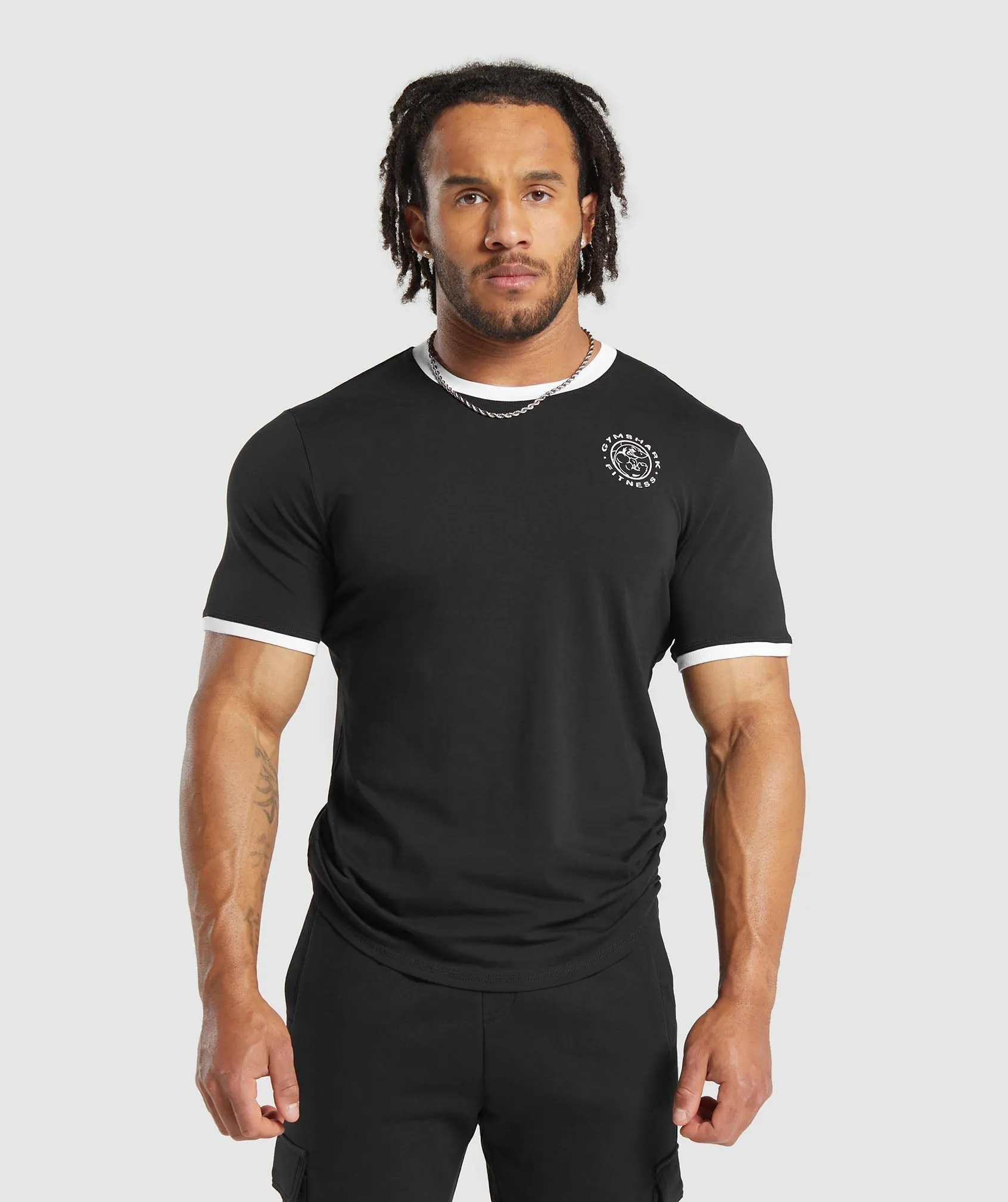 Gymshark Legacy Ringer T-Shirt - Black/White sold by Gymshark