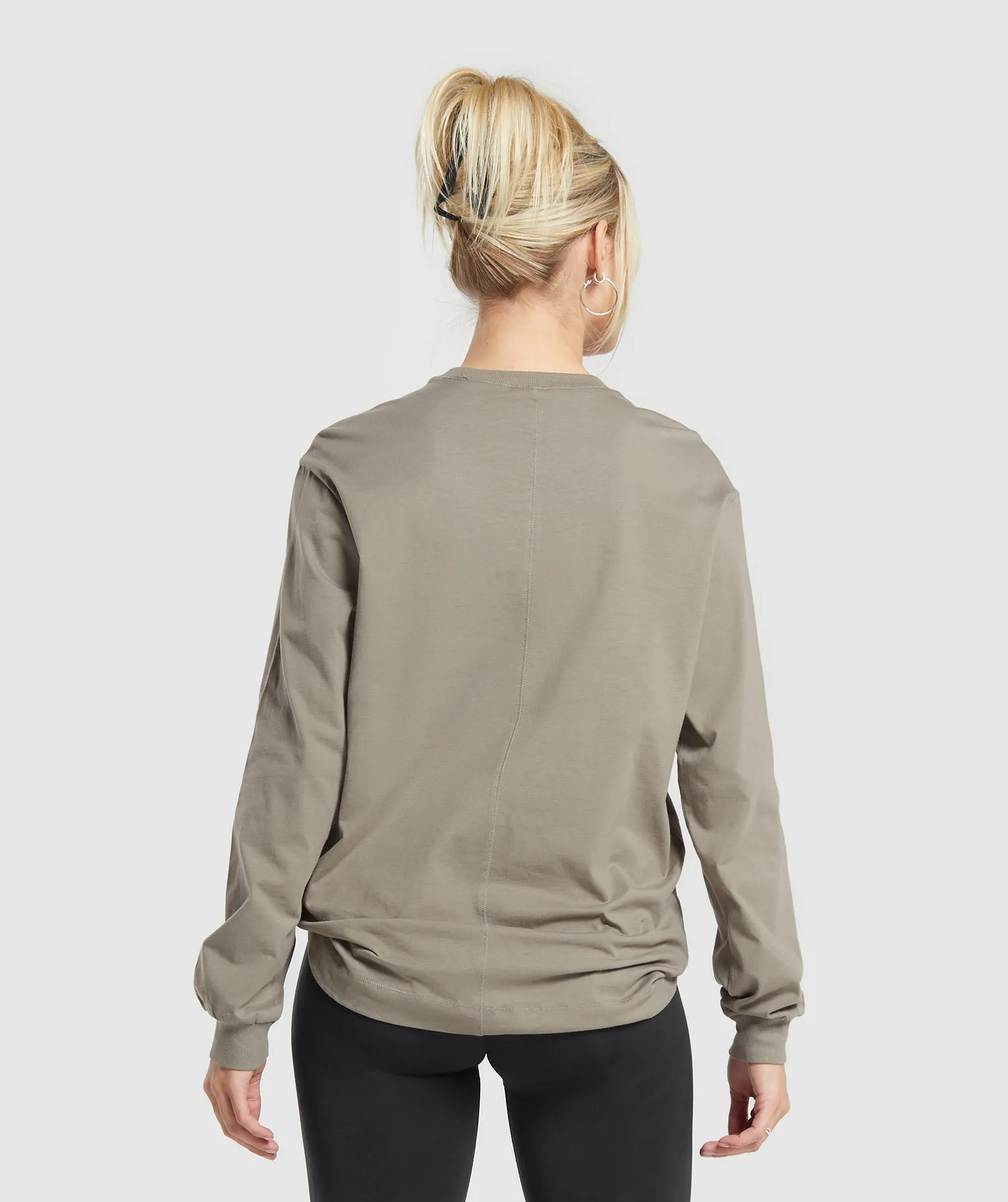 Gymshark Cotton Oversized Long Sleeve Top - Linen Brown sold by Gymshark product image thumbnail 2