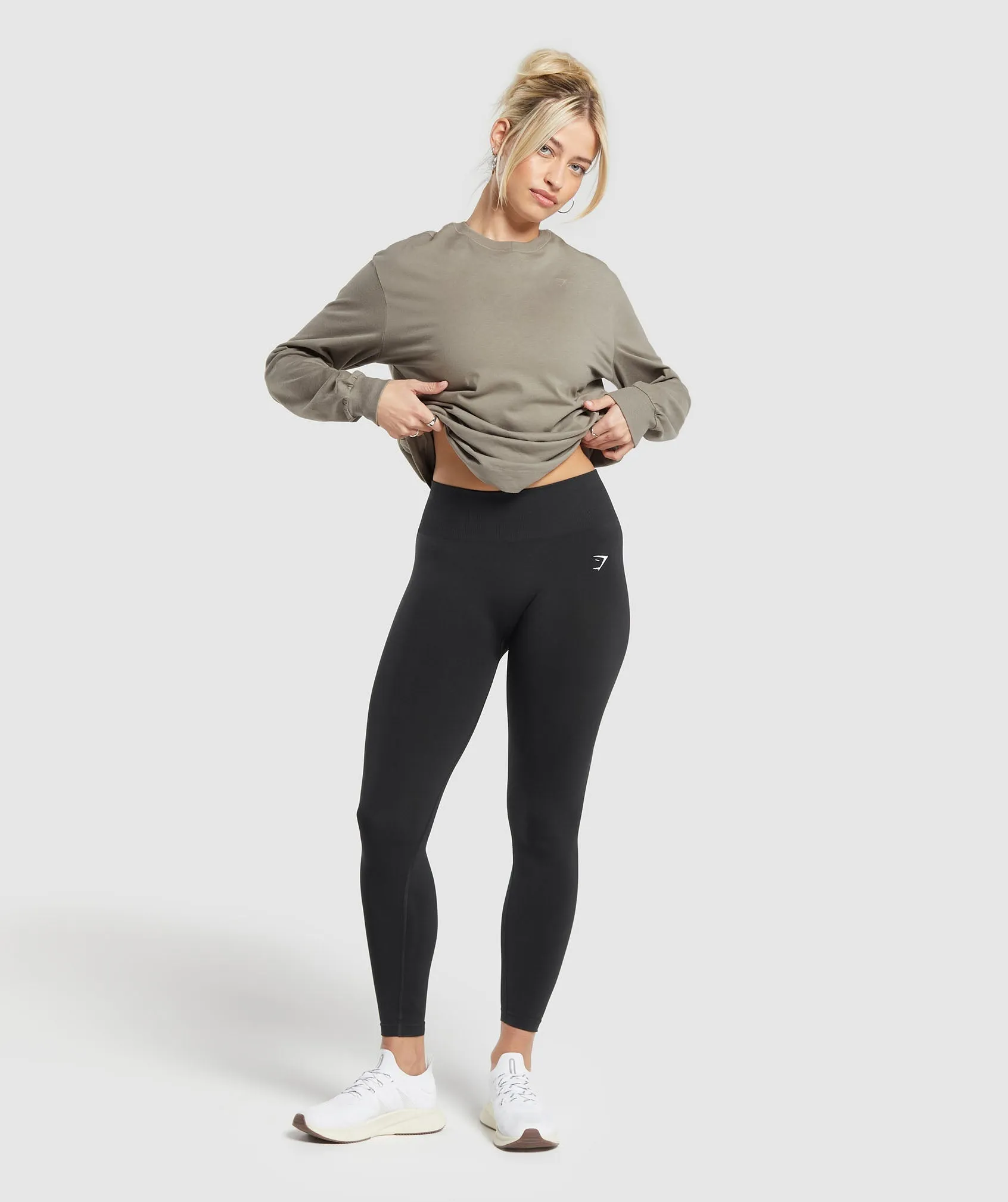 Gymshark Cotton Oversized Long Sleeve Top - Linen Brown sold by Gymshark product image thumbnail 4