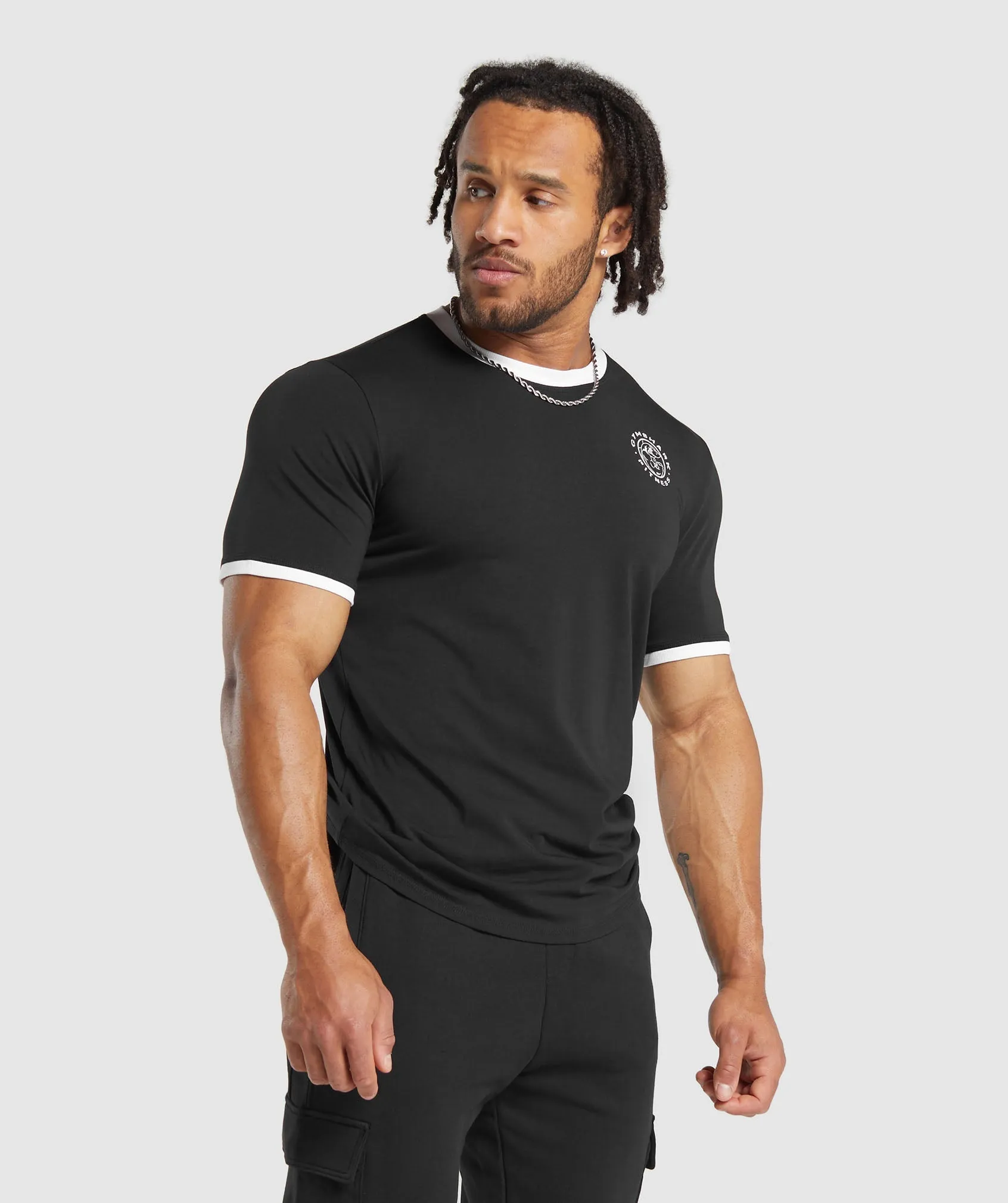 Gymshark Legacy Ringer T-Shirt - Black/White sold by Gymshark product image thumbnail 3