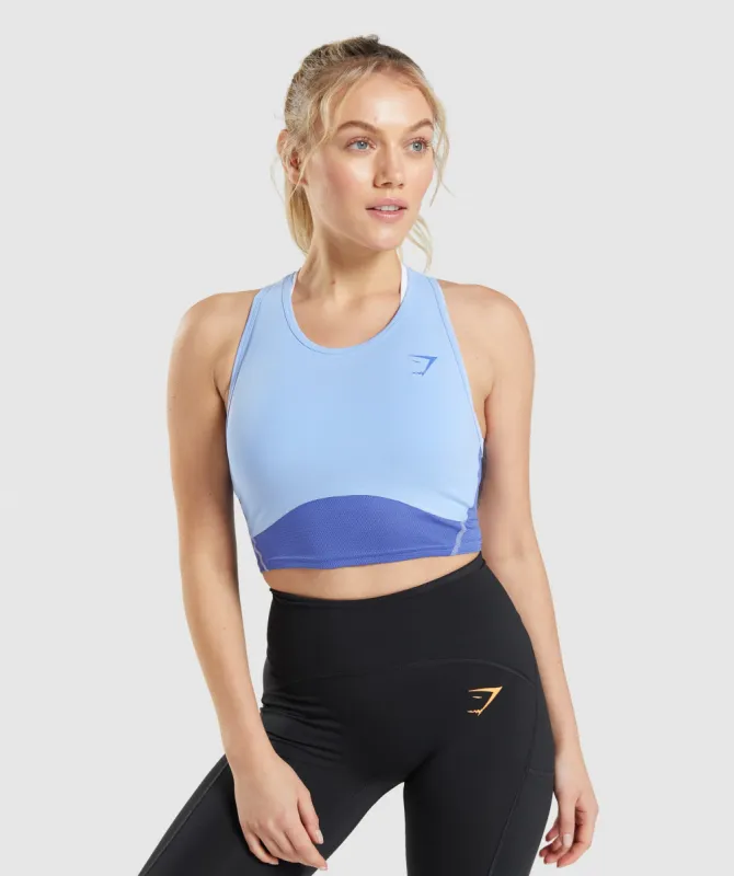 Gymshark Pulse Crop Tank - Moonstone Blue/Court Blue sold by Gymshark