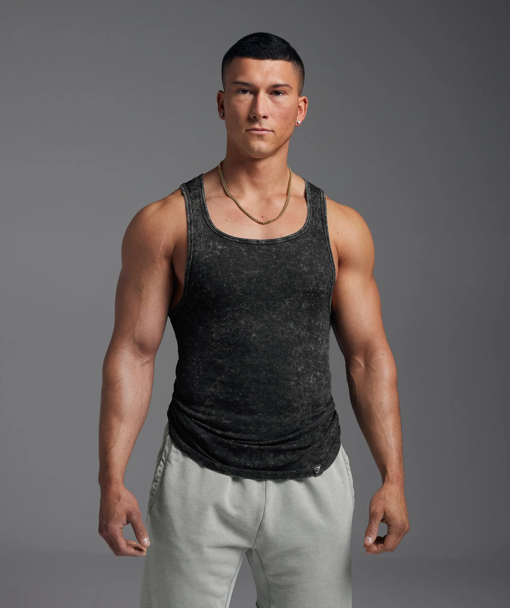 Gymshark Washed Ribbed Tank 1PK - Black/Gel Bleach Wash sold by Gymshark product image thumbnail 2