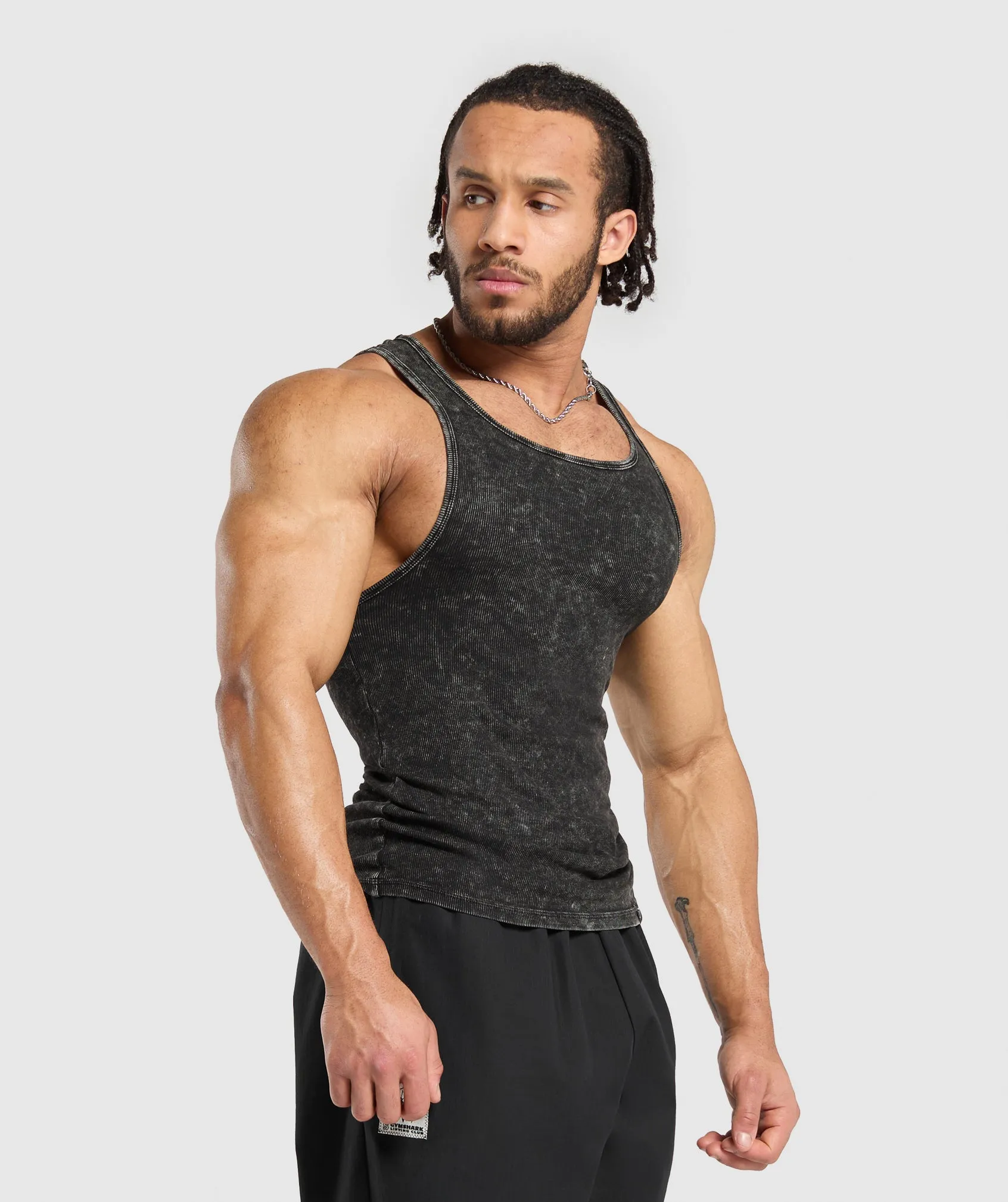 Gymshark Washed Ribbed Tank 1PK - Black/Gel Bleach Wash sold by Gymshark product image thumbnail 4