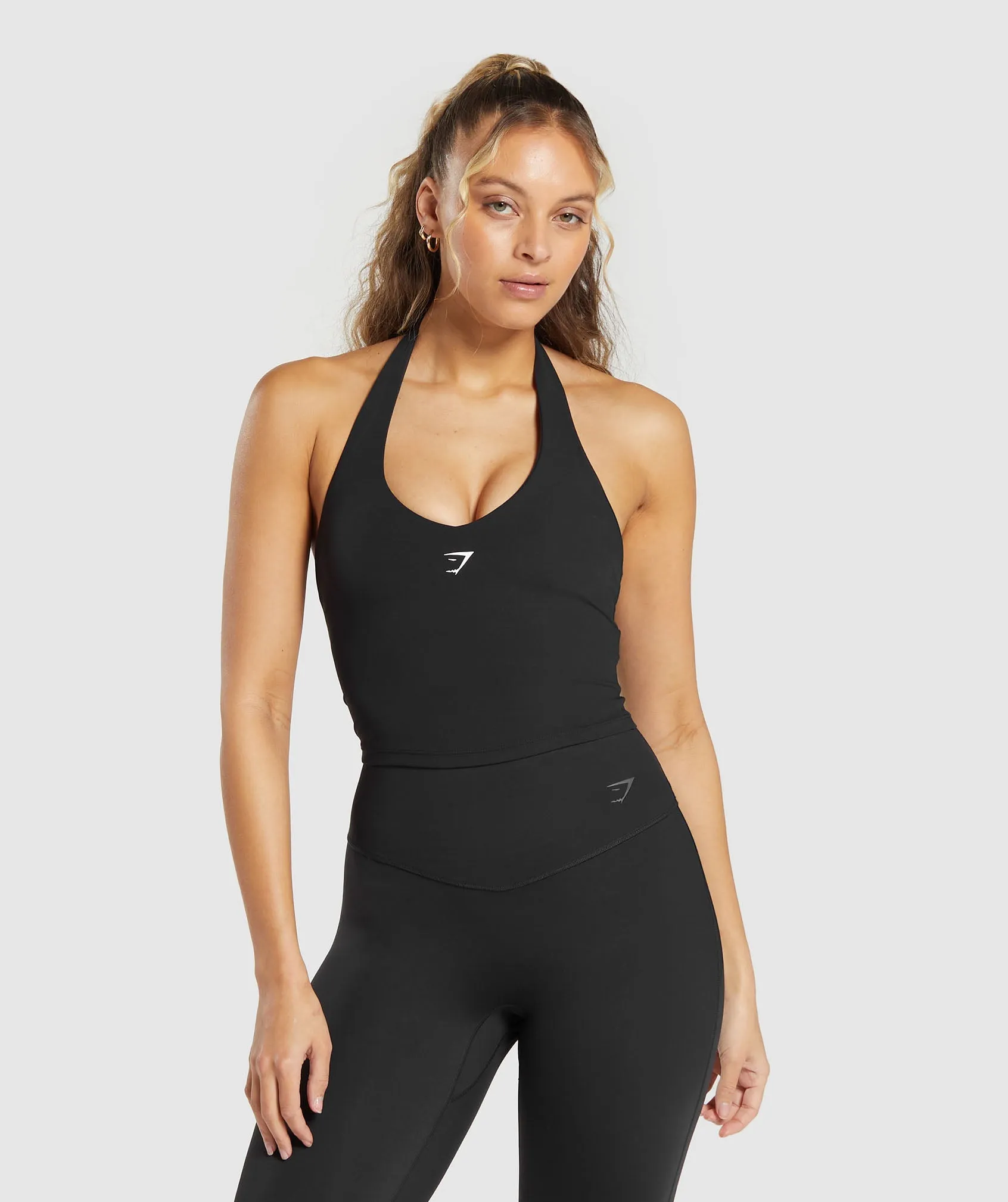 Gymshark Halter Neck Cami with Shelf - Black sold by Gymshark product image thumbnail 2