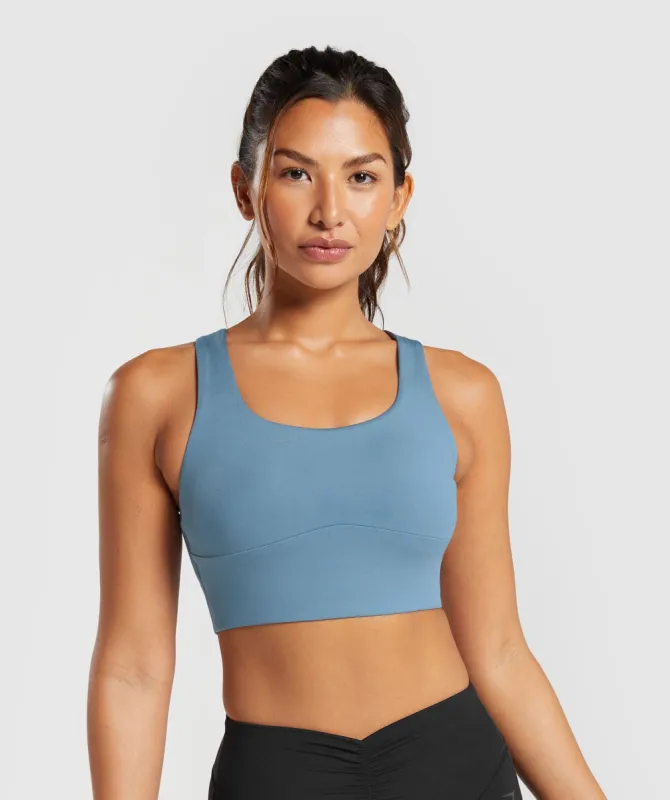 Gymshark Longline Sports Bra - Faded Blue sold by Gymshark