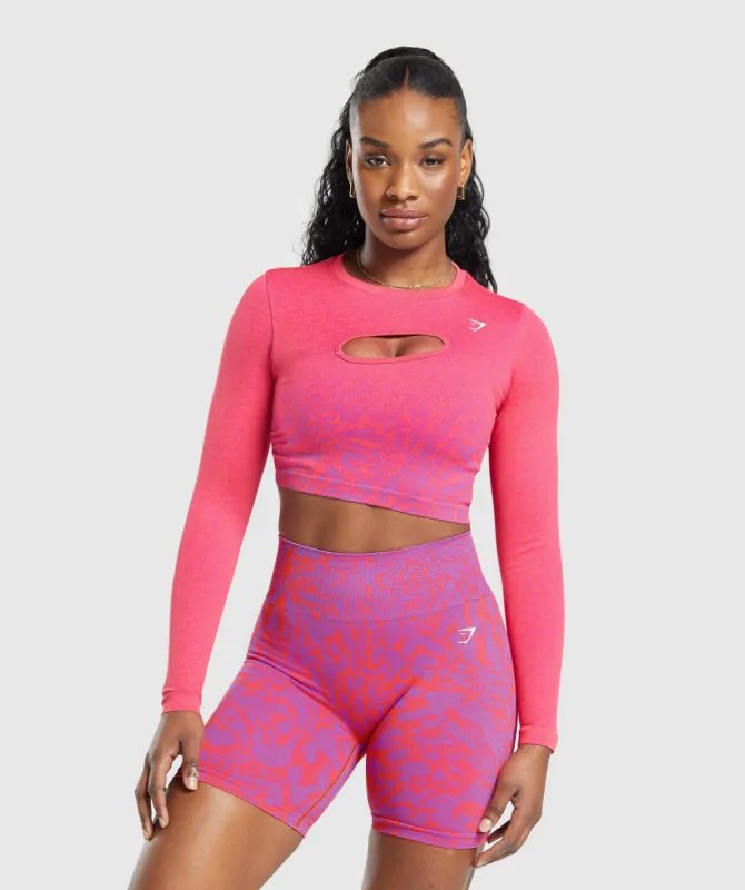 Gymshark Adapt Safari Seamless Faded Long Sleeve Top - Shelly Pink/Fly Coral sold by Gymshark