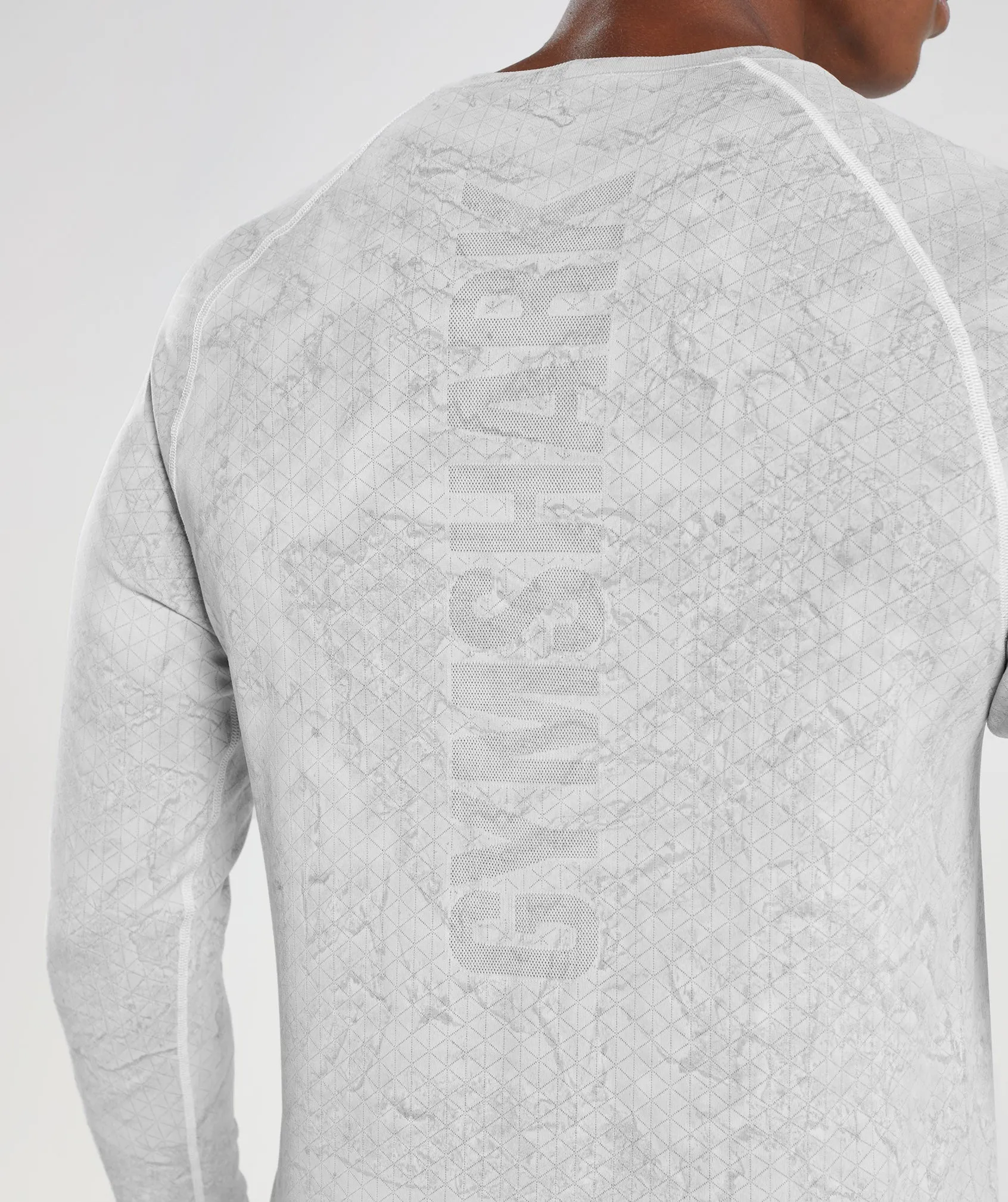 Gymshark Geo Seamless Long Sleeve T-Shirt - White/Light Grey sold by Gymshark product image thumbnail 5