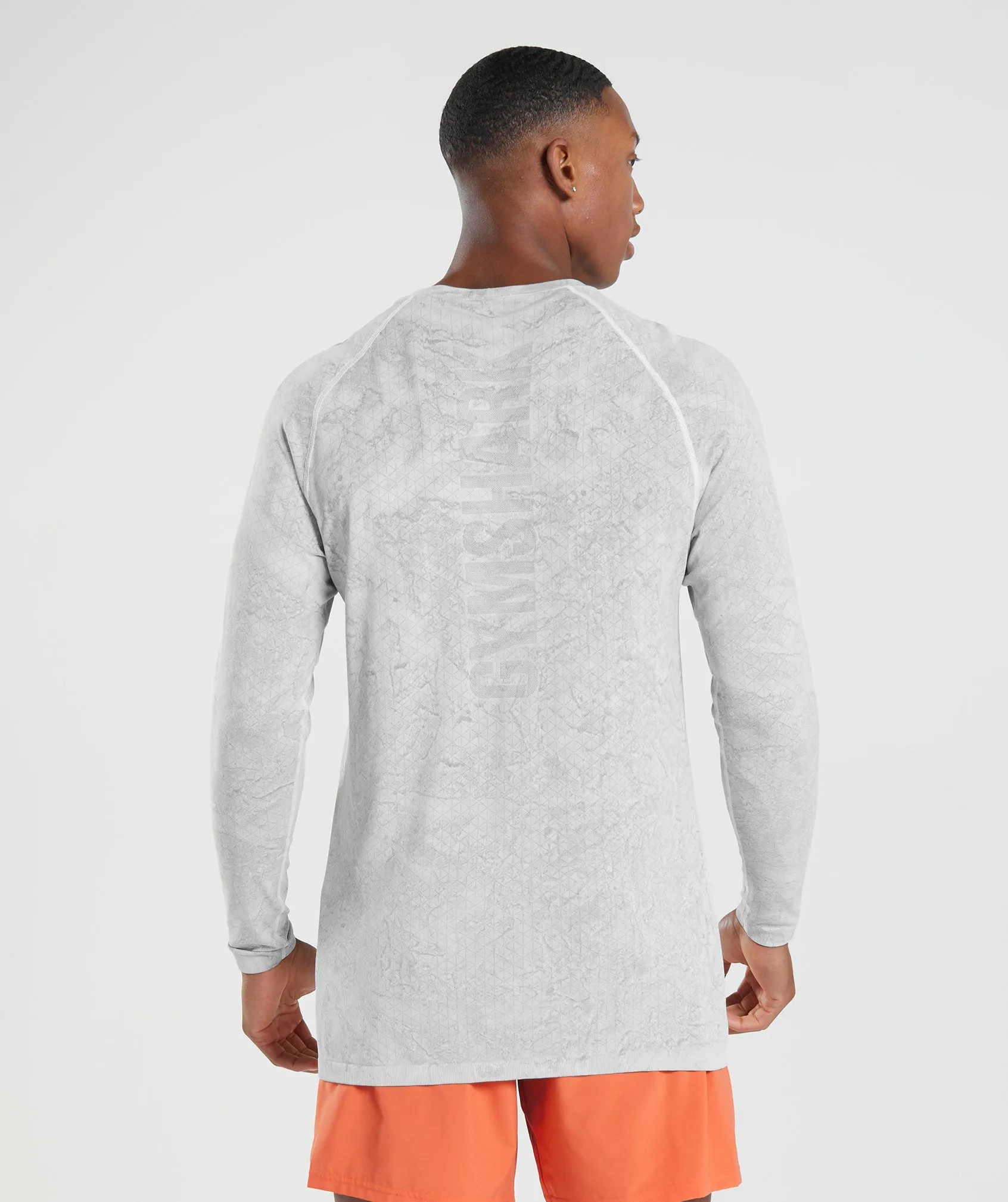 Gymshark Geo Seamless Long Sleeve T-Shirt - White/Light Grey sold by Gymshark product image thumbnail 2