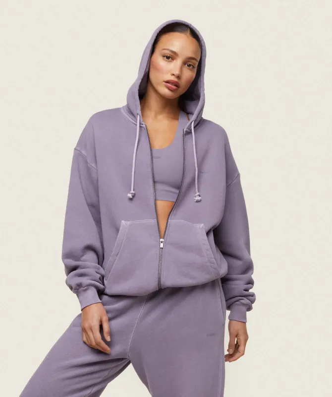 Gymshark everywear Relaxed Zip Hoodie - Fog Purple sold by Gymshark