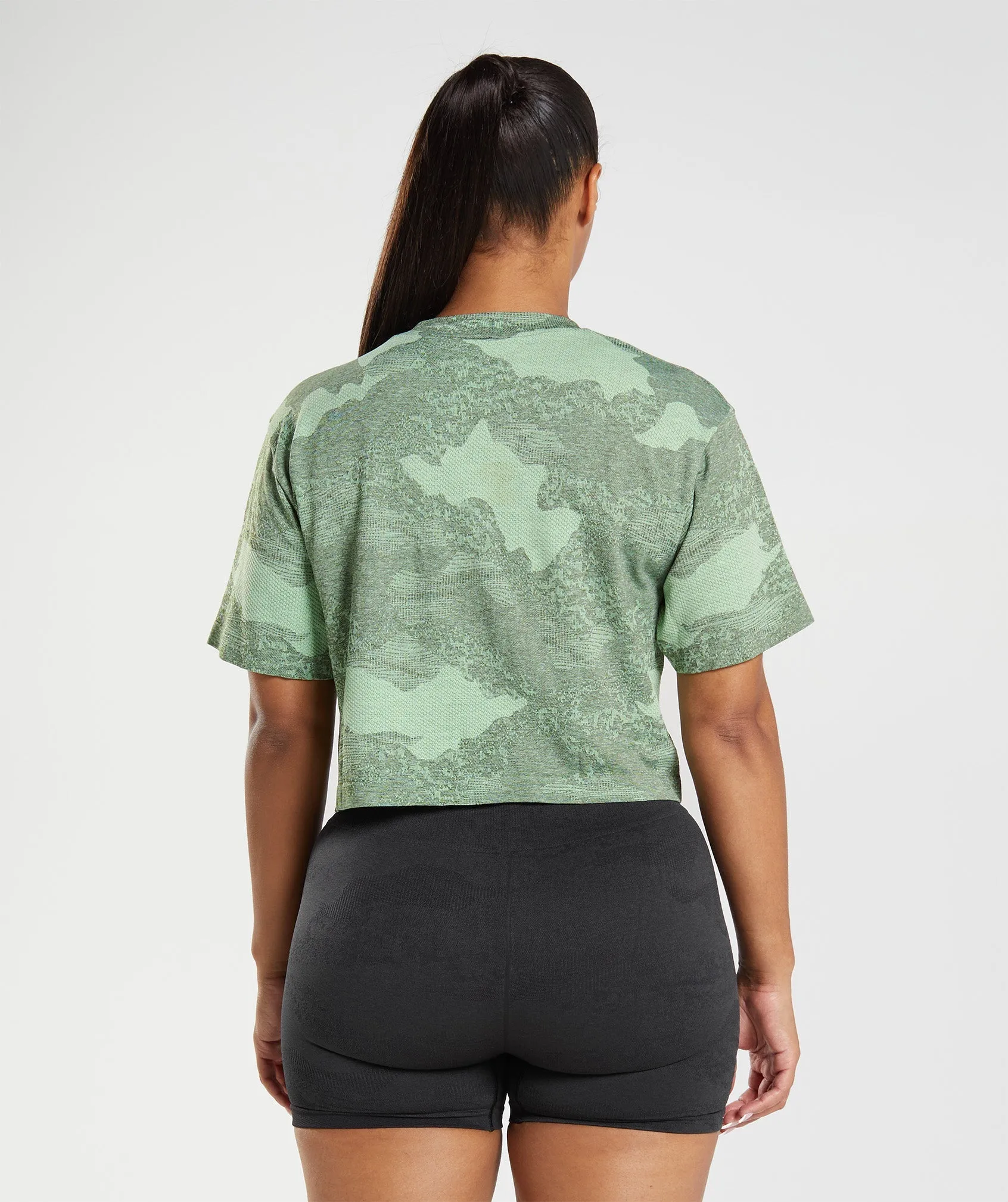 Gymshark Adapt Camo Seamless Crop Top - Aloe Green/Moss Olive sold by Gymshark product image thumbnail 2